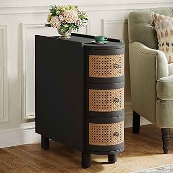 Amazon.com: Tribesigns Solid Wood End Table, 3-Drawer Rattan
